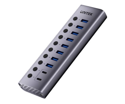 Hub USB Unitek Hub USB-C/USB-A - 8x USB-A, 2x USB-C (ON/OFF)
